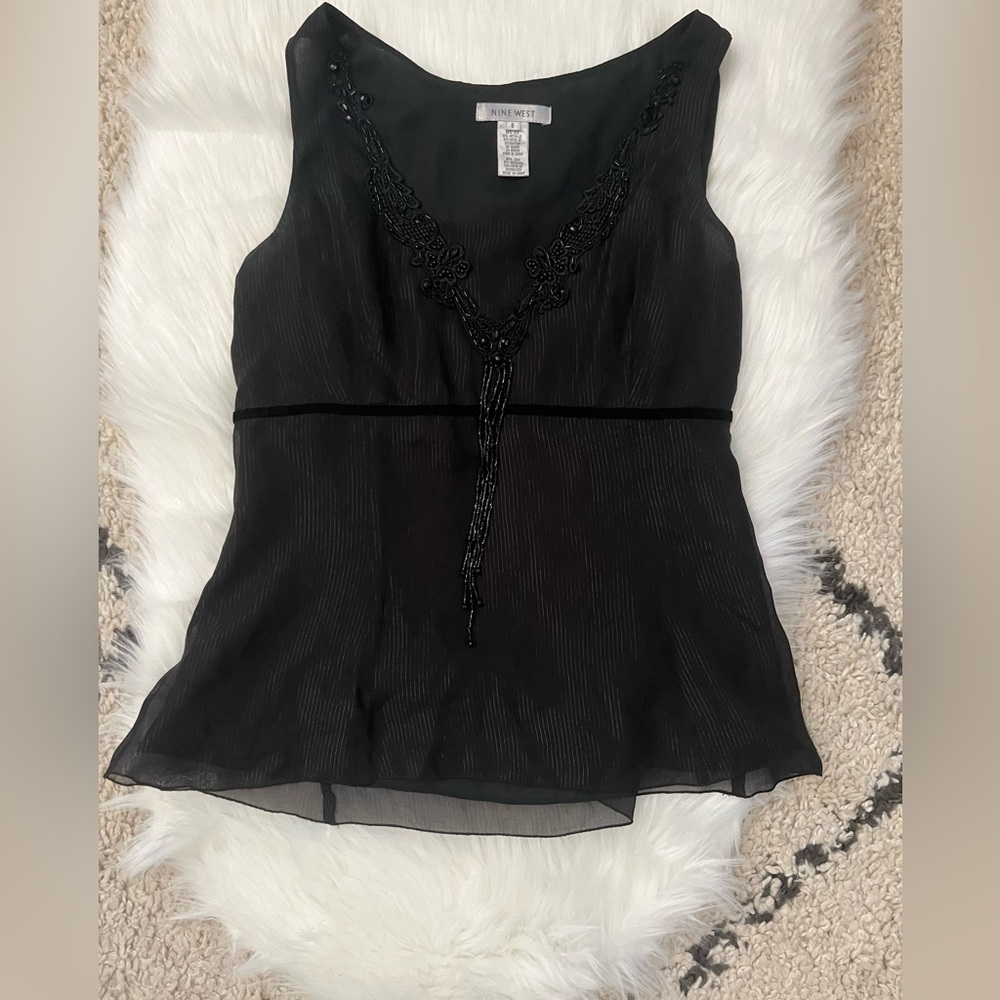 90’s Vintage black beaded tank